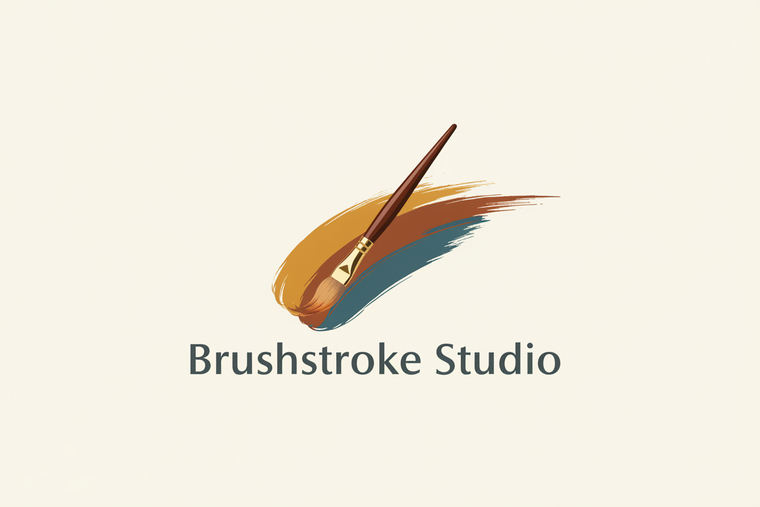 Brushstroke Studio Logo with cream background