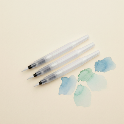 Flat lay water brush pens