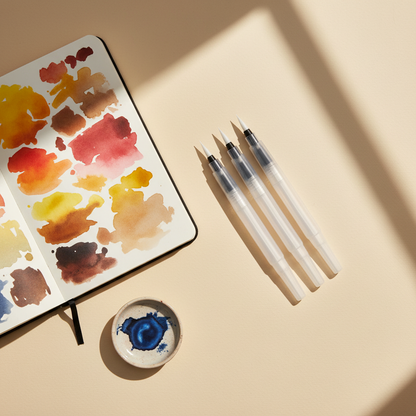 Lifestyle flat lay water brush pens