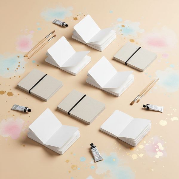 Small sketchbooks flat-lay
